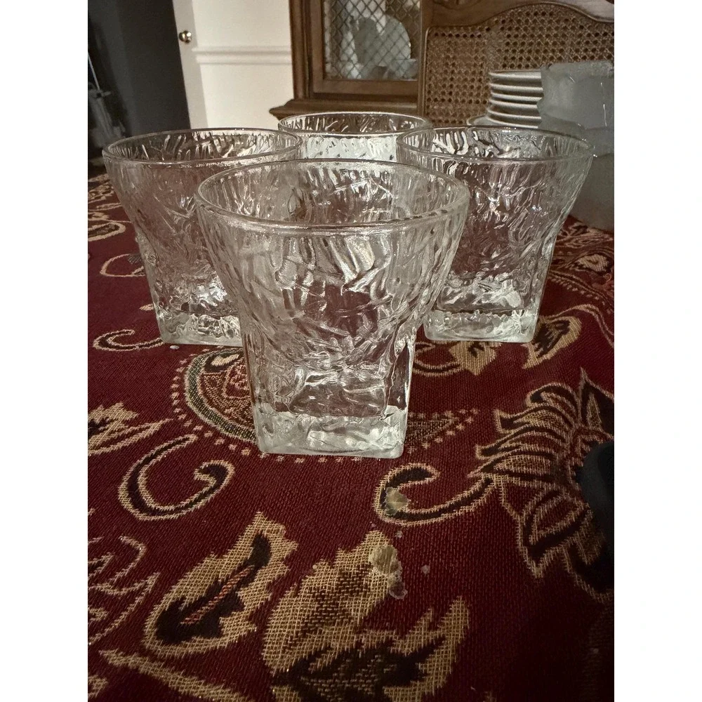 Authentic‎ Vintage Indiana Glass: Crystal Ice Lowball Set -of -4